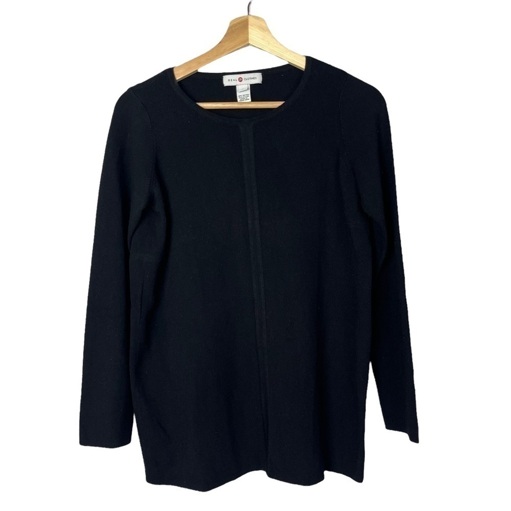Vintage Real Clothes Black Knit Round Neck Long Sleeve S